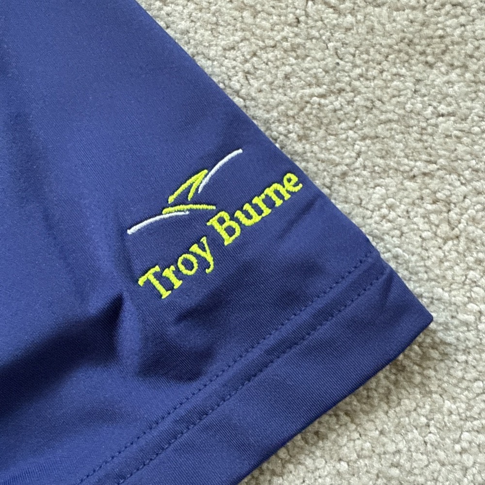 FootJoy Polo Shirt Mens L Blue Striped Golf Performance Logo Troy Burne - Picture 4 of 9
